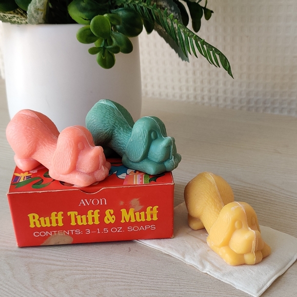 Vintage 1968 Avon Ruff, Tuff & Muff  Set of 3 puppy 1.5 oz Soaps - Picture 2 of 5